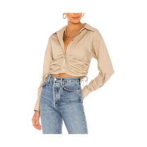 L'Academie 'The Lena' Khaki Cotton Blouse Size S